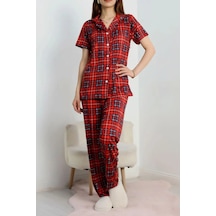 Seka Store Seka Baskılı Düğmeli Pijama Takım Kırmızıekose - 50776.1773. Çok Renkli