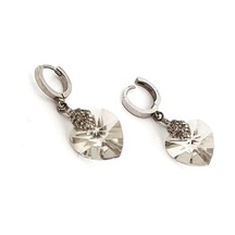 Swarovski Taşlı Gümüş Kalp Küpe