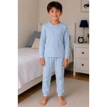 Zuzunga Soft Mavi %100 Pamuk Basic Erkek Çocuk Pijama Takımı