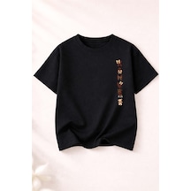 Herkesemoda Love Teddy Baskı Detaylı Kadın Bisiklet Yaka Pamuklu T-shirt Siyah