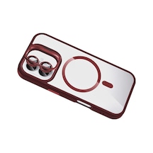 Joko Apple İphone 16 Plus Uyumlu Remim Lensli Magsafe Standlı Kapak - Bordo