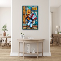 Güneş Sokağında Akordeoncu Metal Tablo 52x80 Cm Çok Renkli