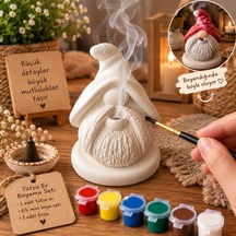 Cüce Şeklinde Tütsülük Boyama Seti 6 Lı Mini Boya Ve Fırça Dahil
