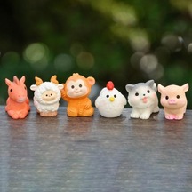 Mini Çin Zodyak Hayvan Heykeli Renkli Reçine Ejderha Tavşan Minyatür Heykelcik Sevimli Zodyak Süs Ev Dekor F