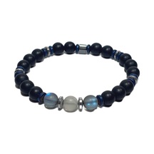 Jtss26blk1824 Termal Kuvars Onyx Hematit Doğaltaş Siyah 8 Mm Garantili Esnek Janti Bileklik Çok Renkli