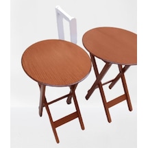 Çanta Zigon Sehpa Oval Model İkili Takım Ahşap Mdf Ceviz Renk Uyumu El Yapımı