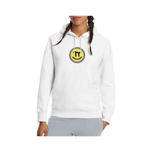 14 Mart Dünya Pi Günü Dj Baskılı Beyaz Kadın Kapşonlu Sweatshirt (534811881)