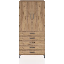 Hyperion Dolap 3 Raflı 5 Çekmeceli 2 Kapaklı 88x44x195 Çam-çam Çam