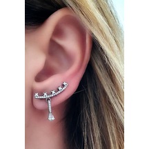 Pırlanta Işıltısında Zirkon Taşlı Gümüş Earcuff Tek Küpe N11.75981