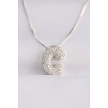 Ezoconcept 316l Çelik Zincirli Zirkon Taşlı C Harfli Silver Renk Bubble Kolye Çok Renkli