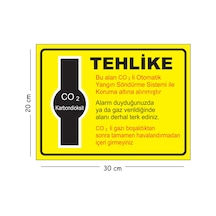 Metal Tehlike Bu Alan Co2 Li Otomatik Yangın Söndürme Sistemi İle Koruma Altına Alınmış 20x30 Cm A4