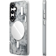 Galaxy S24 Plus Uyumlu Kılıf Magsafe Şarj Özellikli Youngkit Technology Serisi Kapak Mavi