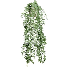 Yapay Çiçek Maxi Boy Beyaz Saksılı Pastel Yeşili Okaliptus Sarkıtı Çok Renkli
