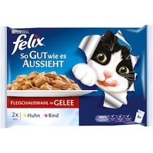 Purina Felix Tavuklu ve Sığır Etli Pouch Yetişkin Kedi Maması 4 x 100 G