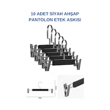 Pantolon Etek Askısı Ahşap Lamine Siyah A Kalite Mandallı Askı 10 Adet Diğer