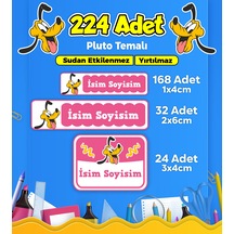 Okul Kreş Kişiye Özel İsim Etiket Seti Plüto Temalı - Model 85 Çok Renkli