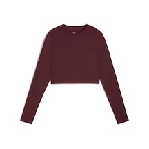 Puma W Puma Shape Cropped Ls Bordo Kadın Antrenman T-shirt