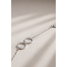 Balenbi Jewelry Kadın Taşlı Sonsuzluk Figürlü Kararmaz Çelik Bileklik Gümüş Ren 1126