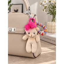 Peluş Ayıcıklı Çanta Aksesuarı Ve Anahtarlık Charm Gümüş