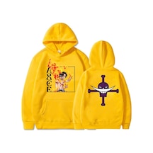 Sarı Anime Moda Spor Kapüşonlular Ve Kazak Tek Parça Kapşonlu Gevşek Unisex Kapüşonlu Ace Baskı Kazak Artı Boyutu Kapüşonlular Gevşek Kazak Sarı