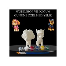 3d Paw Patrol Ve Skye Figür Boyama Seti - Kendin Boya Hobi Ve Etkinlik Seti - Akrilik Boya + 4 Fırça