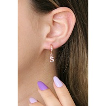 Ş Harfi Sallantılı 925 Ayar Gümüş Rose Tek Küpe - 12084202 Rose Gold