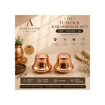 2 Li Bakır Tuzluk Karabiberlik Seti 1 Mm İçi Kalaylı El İşçiliği Tuzluk Biberlik Baharatlık - Bakır Bileklik Hediyedir Trs-0149