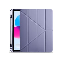 Lexroo Apple Uyumlu iPad 11.nesil 2025 Kılıf Tri Folding Kalem Bölmeli Standlı Kılıf - Mor Silikon