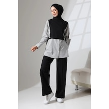 Kadın Siyah Mevsimlik Penye Alt Üst Spor Ve Rahat Ikili Tunik Pantolon Şık Tesettür Takım Siyah