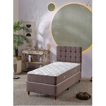 Beehanem Bengü Tek Kişilik 3lü Set Yatak+baza+başlık Kahve 90 X 190