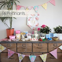 Talking Tables Truly Scrumptious Flama Zinciri İle Çiçek Motifi Teekraenzchen, Düğün Ve Geburtstagspartys İçin, Renkli 256
