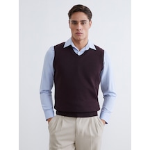 Lcwaıkıkı Classic Bordo Standart Kalıp V Yaka Erkek Triko Süveter