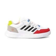 Aspor Beyaz Kırmızı Siyah Cırtlı Çocuk Sneaker 001