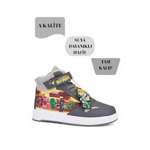 Nese Shoes Stars Baskılı Erkek Çocuk Spor Ayakkabısı, Sneaker Füme