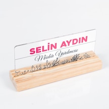 Roza Doğal Ahşap Stand Akrilik Masa İsimliği Anneler Günü Hediyesi Kadınlara Özel İsimlik