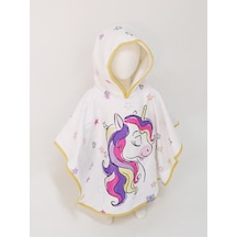 Airycot Unicorn Desenli Çocuk Panço Havlu Beyaz