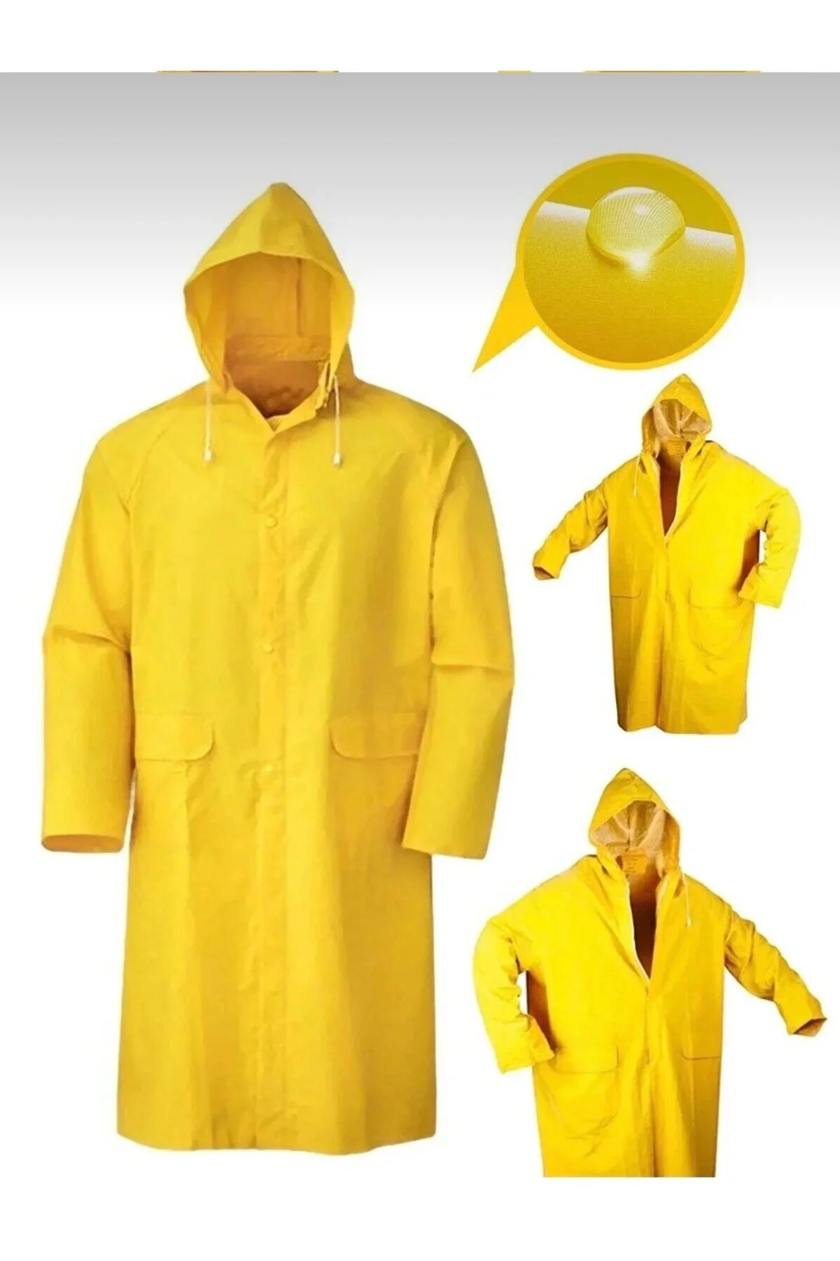Junior Jn0102 Pvc Yağmurluk Takımı Sarı Su Geçirmez Kapüşonlu Yağmurluk