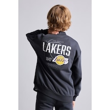 Defacto Nba Los Angeles Lakers Bisiklet Yaka Sweatshirt Hırka Erkek Çocuk I2236a826wnar138 Antrasit-ar138
