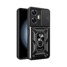 Uray Store Realme C55 Kılıf Pars Lens Yüzüklü Silikon - Siyah