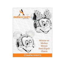 Mickey Mause Ve Minnie Set Charm Gümüş