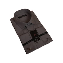 Dicotto Koyu Gri Dar Kesim Micro Kumaş Kol Düğmeli Slim Fit Erkek Gömlek - 201-7 001