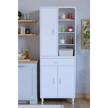 Eliusta Funci Beyaz Renk G:60 Cm Banyo Dolabı 3 Kapaklı 7 Raflı Dolap 60x173x32,5 Cm Boyutlarında Dolap Beyaz