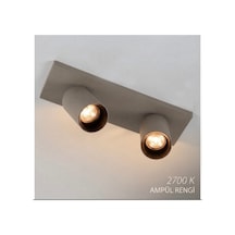 Gu10 Duy Mat Bej Koyu Krem İkili Spot Lamba 30 Cm Yönverilebilir Hareketli Başlıklı Led Spot Sıvaüstü Tavan Avize Aydınlatma Siyah