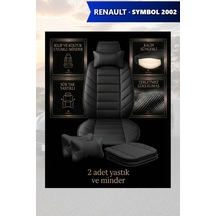 Renault Symbol 2002 Uyumlu Lüks Siyah Renk Premium 2 Adet Minder Ve Yastık