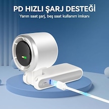 Blic Bwfn22 Turbo El Vantilatörü Mini Fan Vantilatör Katlanabilir 3 Ü 1 Arada Taşınabilir Fan 5 Kademeli Led Ekranlı Usb-c Şarjlı Mini Vantilatör Boyun Askılı Masaüstü Kullanım Beyaz .