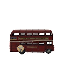 Dekoratif Nostaljik Metal Vintage London Bus Kırmızı