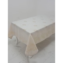Finezza Müge Lüx Jakar Kumaş Bej Masa Örtüsü Dikdörtgen 160X220