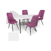 Japon - Çırağan Masa Takımı - 70x120 Werzalit, Wermodin Ve Allzalit Tabla - Beyaz - Mor Çok Renkli
