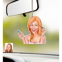 Kişiye Özel Bayan Karikatürlü Ahşap Araba Dikiz Ayna Süsü-21