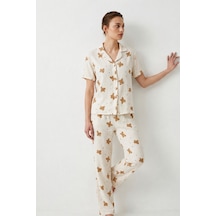 Norcia Sports V Yaka Kapama Lastik Bel Kırık Beyaz Pijama Takımı Çok Renkli - 929322505 Çok Renkli - 929322505 Çok Renkli